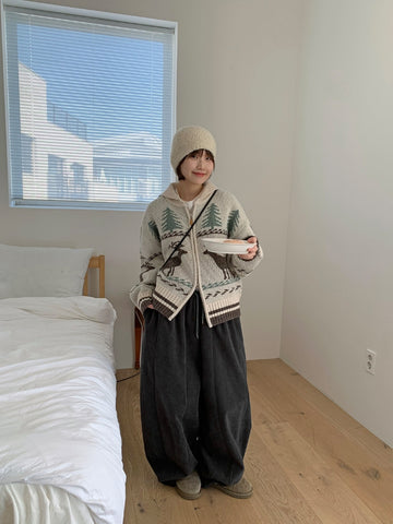 Hitori Two Way Nordic Zip-up Cardigan